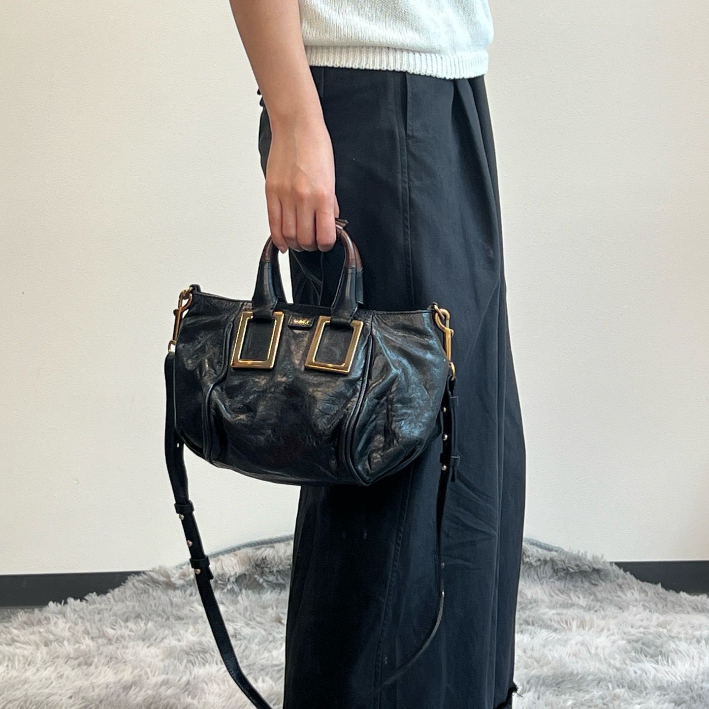 chloe黑金軟牛皮2way托特包 18x15x10
💰$2999