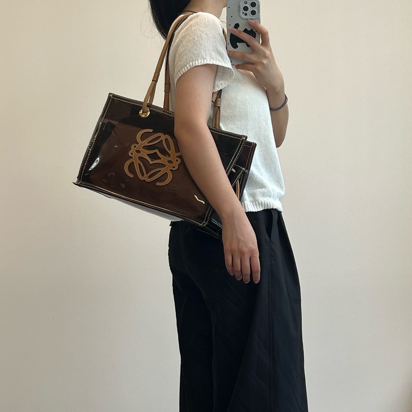 loewe羅意威雙面pvc棕色系果凍透明托特包 35x23x15
附內袋
💰$5268 hkd
