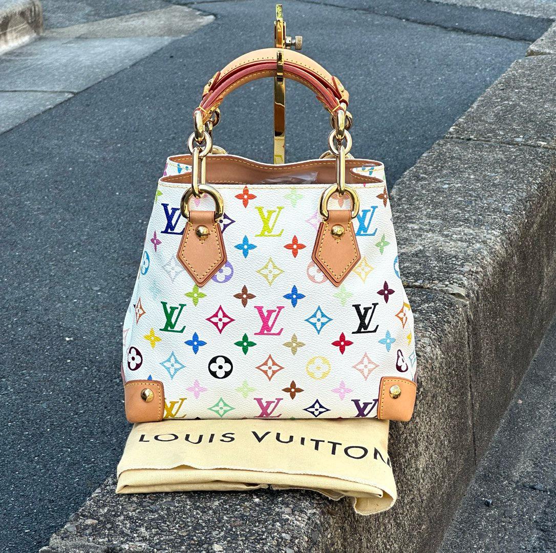 LV絕版村上隆白三彩金鏈AUDRA手提包約23 x 20 x 14 CM附:袋97新配皮正常使用、白彩干凈新款复刻的經典超有辨識度的款日本🇯🇵$10388