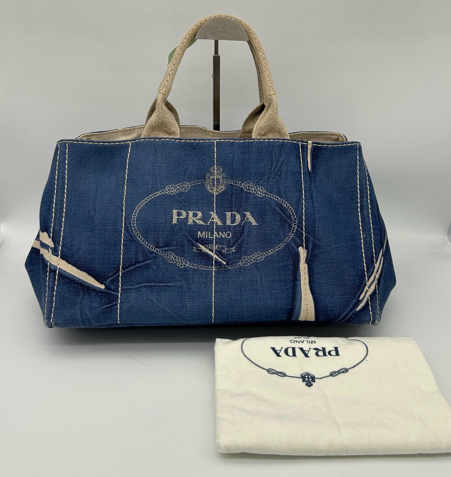 Prada 帆布單寧沙灘托特手提包 40x24x26
$4550