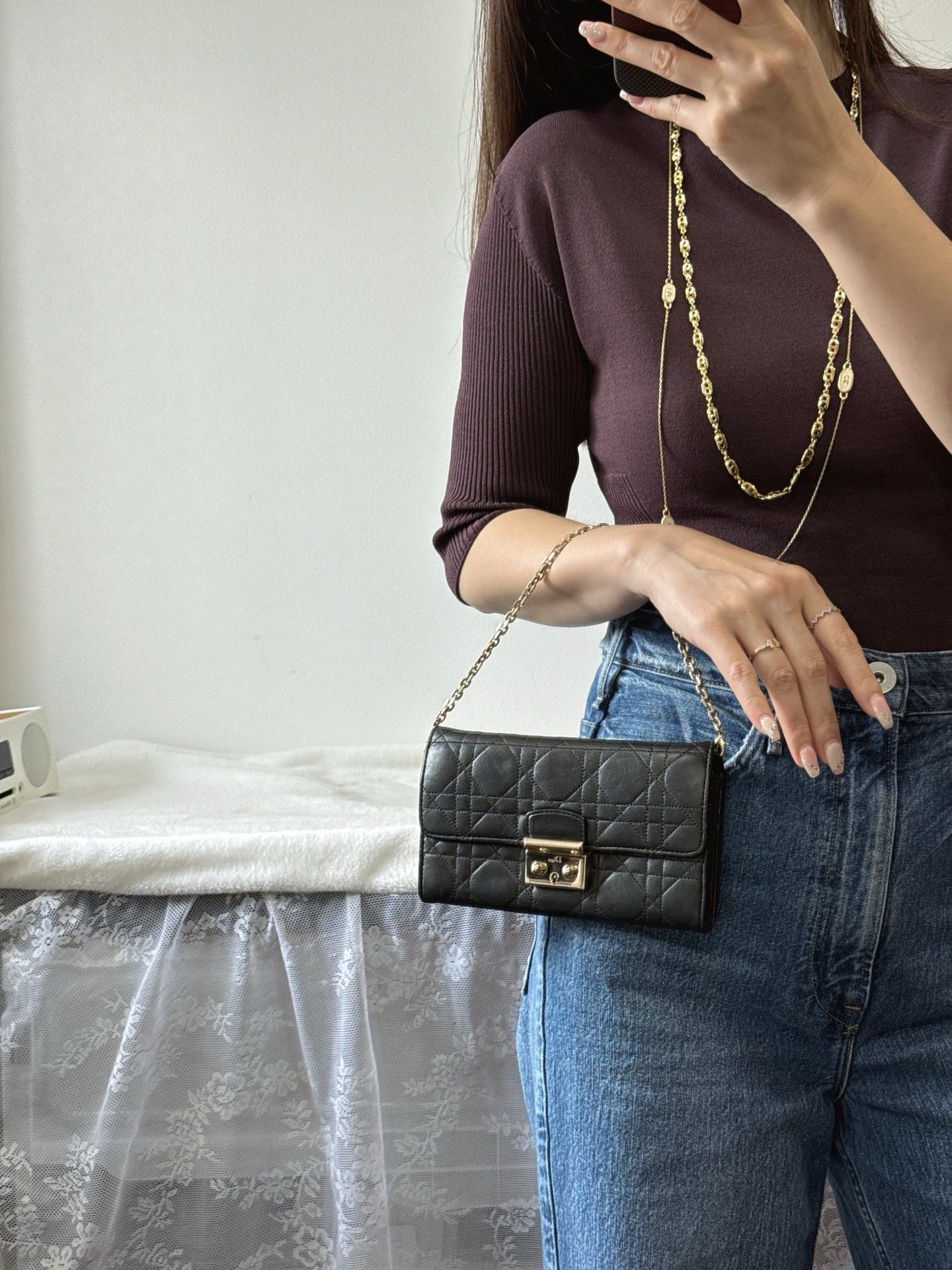 Dior黑金羊皮woc
尺寸约19*3*11cm
$6398